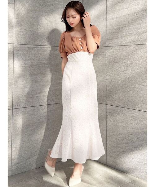 RESEXXY（リゼクシー）の「パフスリーブマーメイドワンピース（ワンピース・レディース・オレンジ/ブラック/ホワイト・SMALL/MEDIUM）」の12枚目の写真