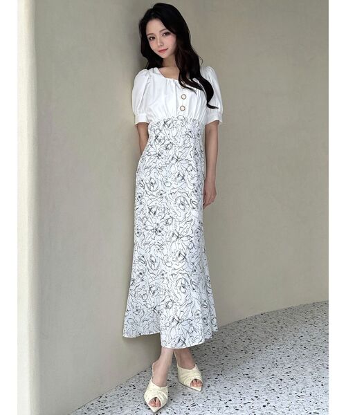 RESEXXY（リゼクシー）の「パフスリーブマーメイドワンピース（ワンピース・レディース・オレンジ/ブラック/ホワイト・SMALL/MEDIUM）」の20枚目の写真