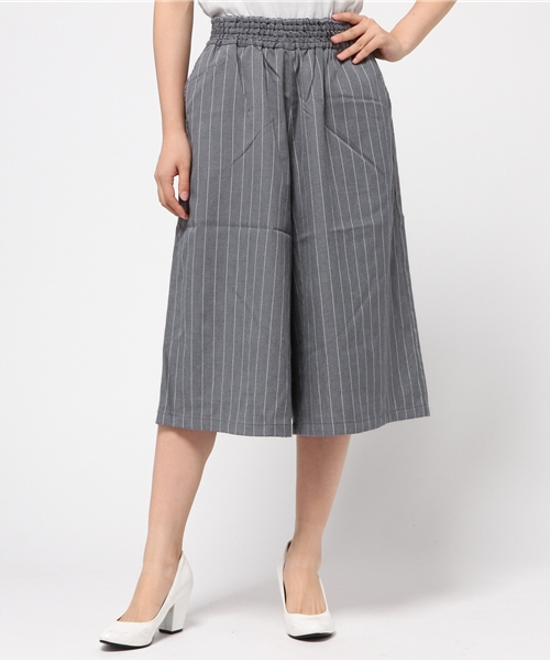 Green Parks(グリーンパークス)の「Nミモレ丈ストライプガウチョパンツ(その他パンツ・レディース・ネイビー/オフホワイト/グレー・FREE)」の2枚目の写真