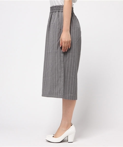 Green Parks(グリーンパークス)の「Nミモレ丈ストライプガウチョパンツ(その他パンツ・レディース・ネイビー/オフホワイト/グレー・FREE)」の5枚目の写真