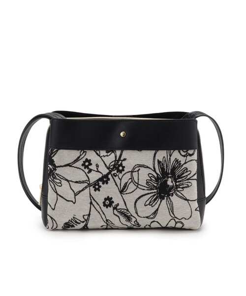 SHOO・LA・RUE(シューラルー)の「◆素材コンビ3層ショルダーバッグ(ショルダーバッグ・レディース・オフホワイト/ブラック/ブラック系3・00)」の3枚目の写真