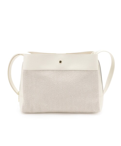 SHOO・LA・RUE(シューラルー)の「◆素材コンビ3層ショルダーバッグ(ショルダーバッグ・レディース・オフホワイト/ブラック/ブラック系3・00)」の2枚目の写真