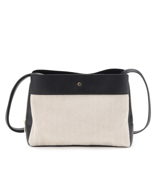 SHOO・LA・RUE(シューラルー)の「◆素材コンビ3層ショルダーバッグ(ショルダーバッグ・レディース・オフホワイト/ブラック/ブラック系3・00)」の1枚目の写真