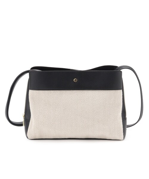 SHOO・LA・RUE(シューラルー)の「◆素材コンビ3層ショルダーバッグ(ショルダーバッグ・レディース・オフホワイト/ブラック/ブラック系3・00)」の5枚目の写真