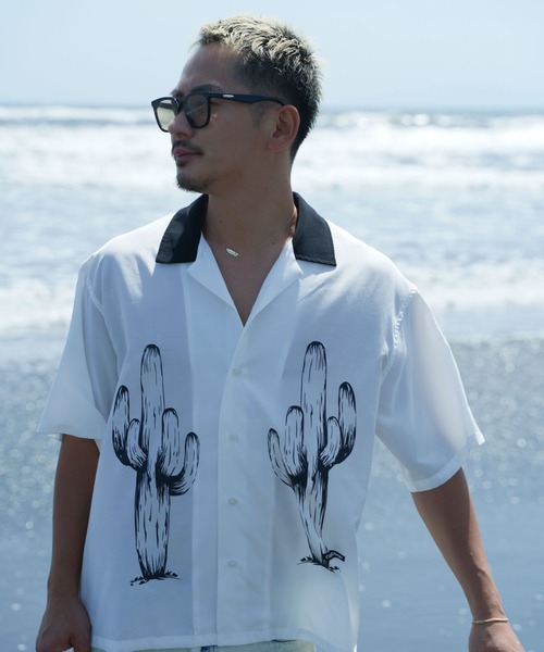 #Re:room(リルーム)の「カクタスショッププリントオープンカラーシャツ(シャツ/ブラウス・メンズ・ピンク/カーキ・S-M/M-L)」の6枚目の写真