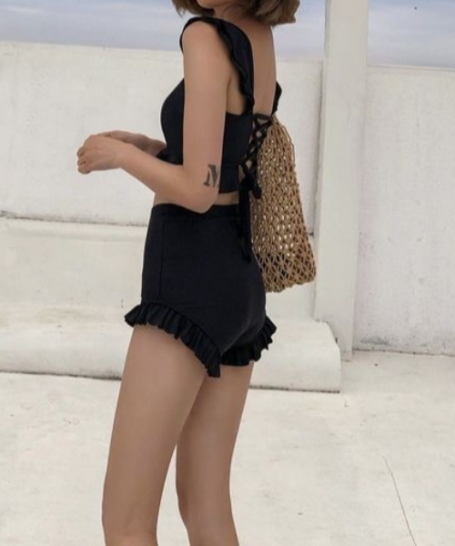 ☆大人なフリル☆【CHANEL】CCロゴ スイムウェア ワンピース水着 ☆大人なフリル☆【CHANEL】CCロゴ スイムウェア ワンピース水着