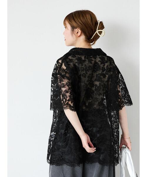ehka sopo(エヘカソポ)の「レースオーバーサイズシャツ(シャツ/ブラウス・レディース・オフホワイト/ブラック/キナリ・F)」の13枚目の写真