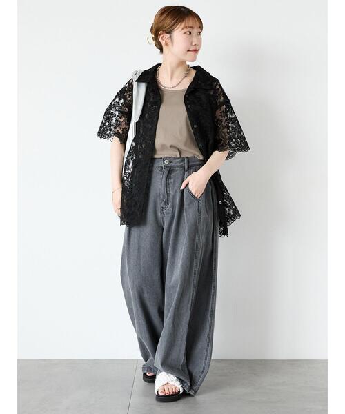 ehka sopo(エヘカソポ)の「レースオーバーサイズシャツ(シャツ/ブラウス・レディース・オフホワイト/ブラック/キナリ・F)」の14枚目の写真