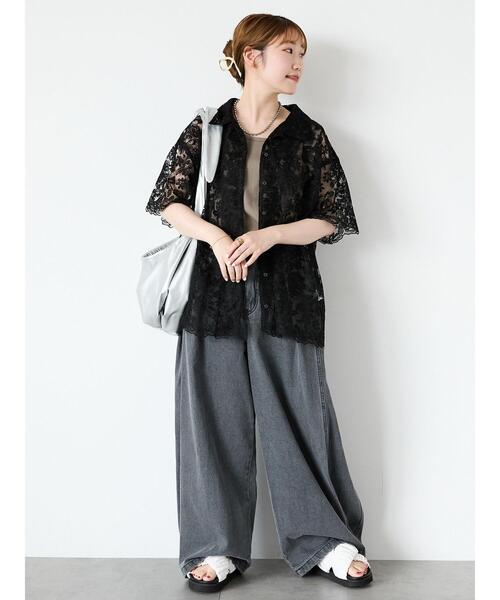 ehka sopo(エヘカソポ)の「レースオーバーサイズシャツ(シャツ/ブラウス・レディース・オフホワイト/ブラック/キナリ・F)」の16枚目の写真