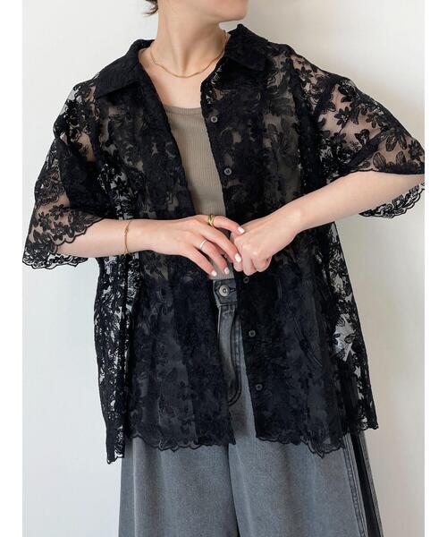 ehka sopo(エヘカソポ)の「レースオーバーサイズシャツ(シャツ/ブラウス・レディース・オフホワイト/ブラック/キナリ・F)」の19枚目の写真