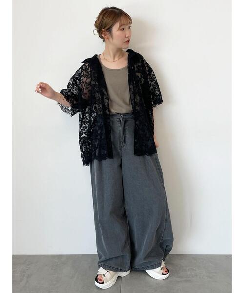 ehka sopo(エヘカソポ)の「レースオーバーサイズシャツ(シャツ/ブラウス・レディース・オフホワイト/ブラック/キナリ・F)」の22枚目の写真