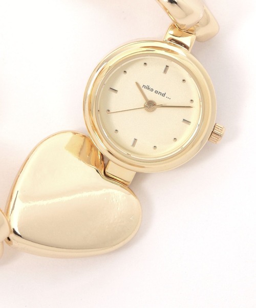 niko and...（ニコアンド）の「ハートゴムブレスレットウォッチ（アナログ腕時計・レディース・グレー/ブラウン/イエロー・0）」の7枚目の写真