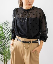 NOLLEY’S | 《手洗い可能》シアーフロッキードット柄クルーネックカーディガン(カーディガン/ボレロ)