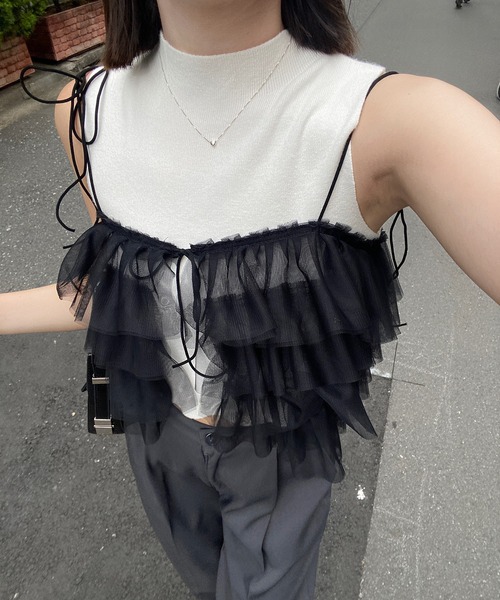 RiLi(リリ)の「チュールビスチェ【RL】(その他トップス・レディース・ホワイト/ブラック・FREE)」の2枚目の写真