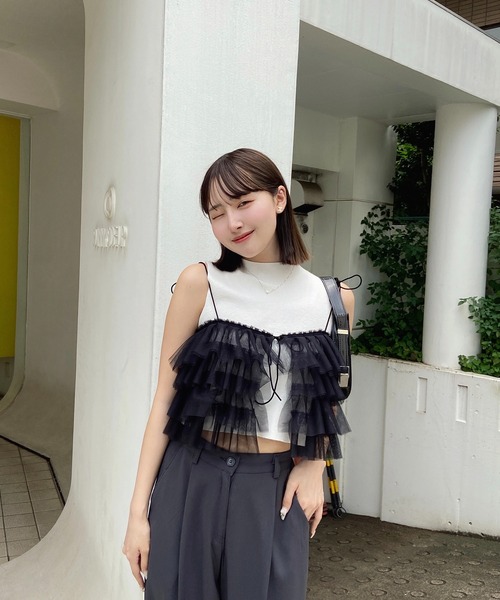 RiLi(リリ)の「チュールビスチェ【RL】(その他トップス・レディース・ホワイト/ブラック・FREE)」の4枚目の写真