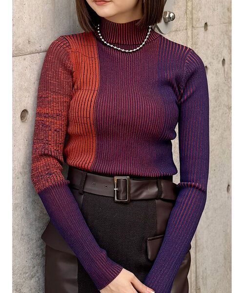 MURUA(ムルーア)の「ミクスチャーファインニット(ニット/セーター・レディース・オレンジ/ベージュ/ブラック/ブルー・FREE)」の4枚目の写真