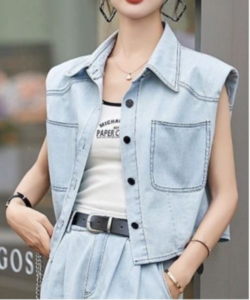 gossip!ロサンゼルス(ゴシップロサンゼルス)の「【セットアップ】デニムベスト+ワイドパンツ(セットアップ・レディース・ブルー/ダークブルー・S/M/XL/L)」の22枚目の写真