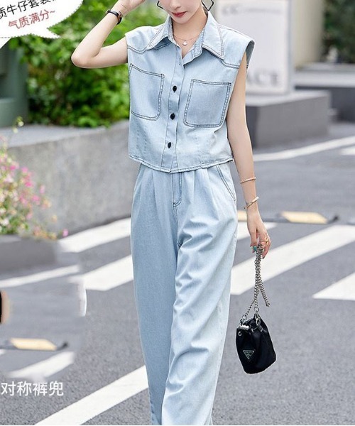 gossip!ロサンゼルス(ゴシップロサンゼルス)の「【セットアップ】デニムベスト+ワイドパンツ(セットアップ・レディース・ブルー/ダークブルー・S/M/XL/L)」の20枚目の写真