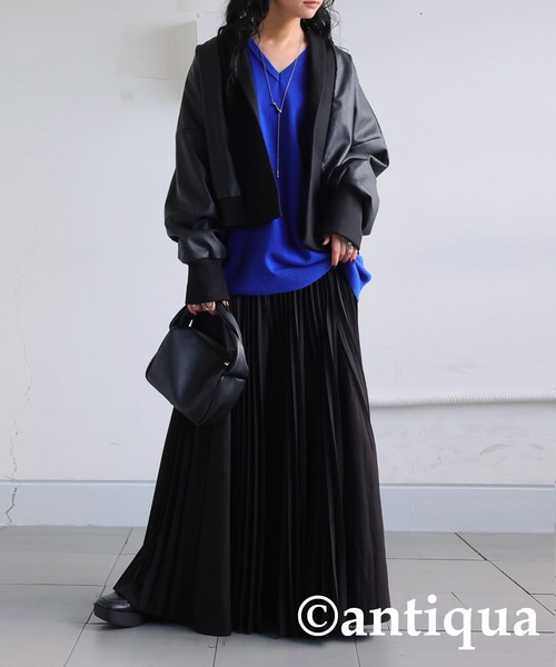 antiqua（アンティカ）の「Vネックニット（ニット/セーター・レディース・カーキ/レッド/ライム/ベージュ系その他/ホワイト/ブルー/杢グレー/ブラック・ONESIZE）」の11枚目の写真