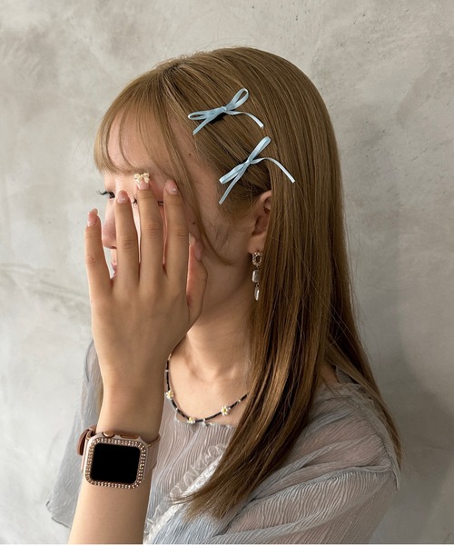 kutir(クティール)の「kutirlune/【4SET】アソートリボンピン(ヘアピン・レディース・ブルー/ピンク/ホワイト/イエロー・FREE)」の2枚目の写真