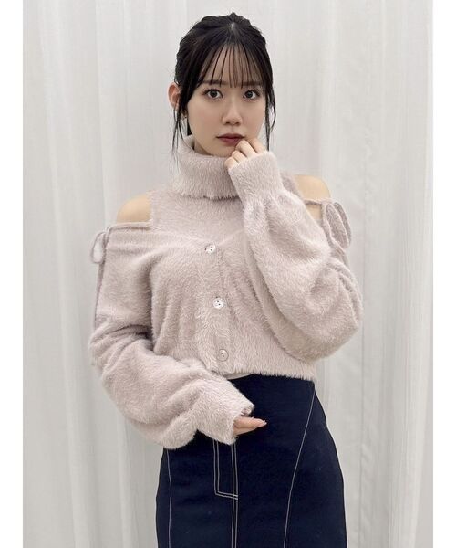 dazzlin（ダズリン）の「ミニシャギーオフタートル（ニット/セーター・レディース・オフホワイト/ライトグレー/ピンク/イエロー/モカ・FREE）」の8枚目の写真