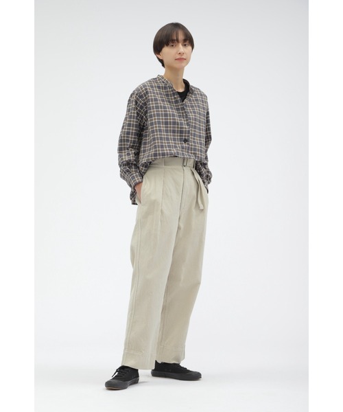 MHL.（エムエイチエル）の「PLAINWEAVE COTTON CHECK（シャツ/ブラウス・レディース・グレー・1/3/2）」の3枚目の写真