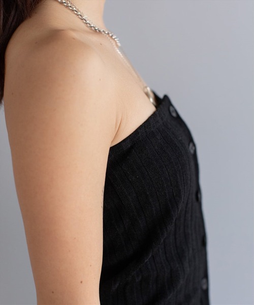 SUWDEE（スーディー）の「rib bustier tops（チューブトップ・レディース・ホワイト/ブラック・FREE）」の17枚目の写真