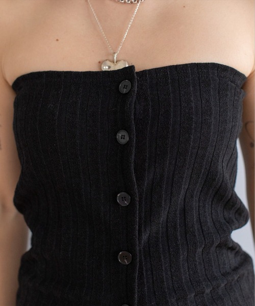SUWDEE（スーディー）の「rib bustier tops（チューブトップ・レディース・ホワイト/ブラック・FREE）」の15枚目の写真