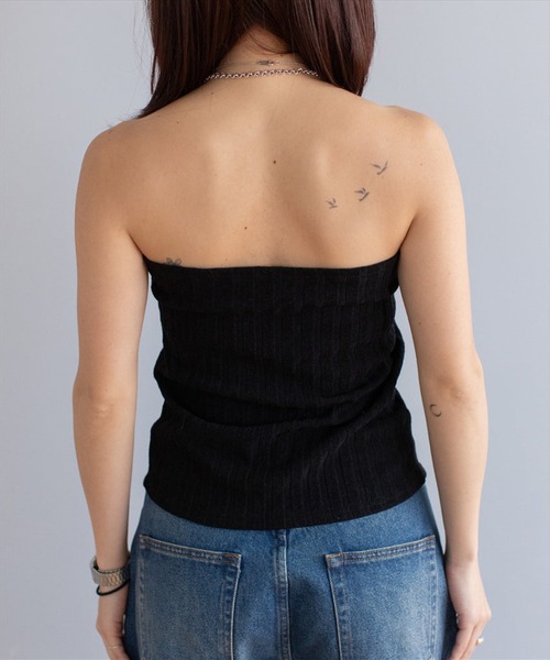 SUWDEE（スーディー）の「rib bustier tops（チューブトップ・レディース・ホワイト/ブラック・FREE）」の14枚目の写真