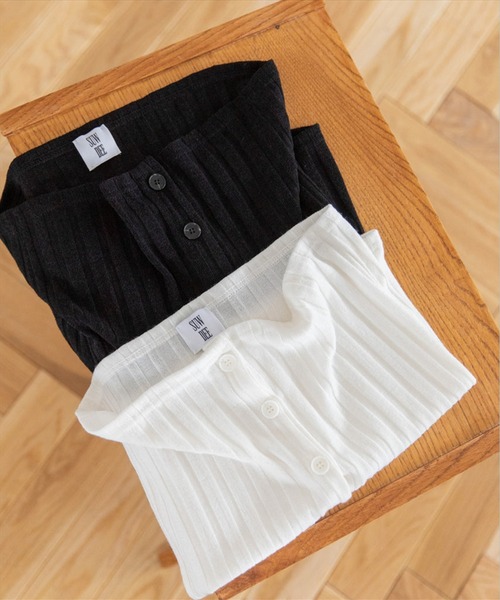 SUWDEE（スーディー）の「rib bustier tops（チューブトップ・レディース・ホワイト/ブラック・FREE）」の11枚目の写真