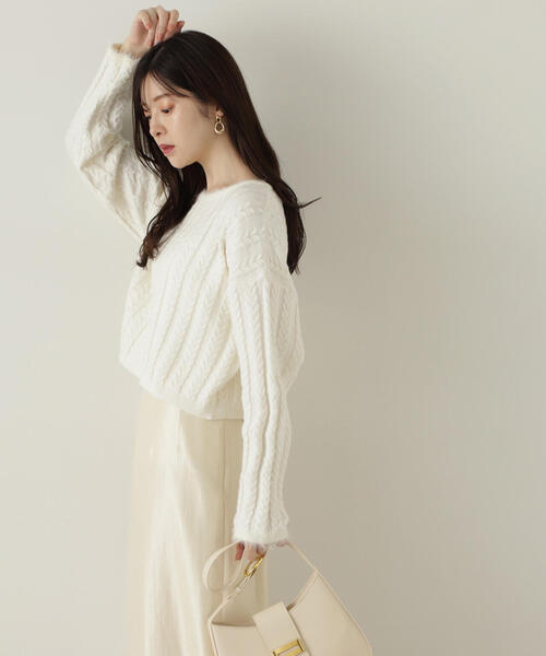 PROPORTION BODY DRESSING（プロポーションボディドレッシング）の「短丈ケーブルニット / 1214270909（ニット/セーター・レディース・ホワイト/グレー/ブルー・FREE）」の8枚目の写真