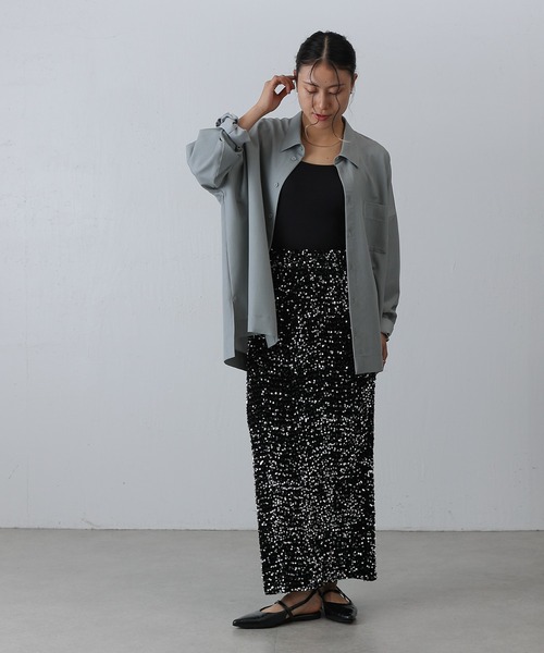 COLONY 2139（コロニートゥーワンスリーナイン）の「スパンコールベロアナロースカート（スカート・レディース・シルバー/ブラック・FREE）」の6枚目の写真