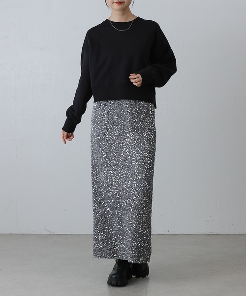 COLONY 2139（コロニートゥーワンスリーナイン）の「スパンコールベロアナロースカート（スカート・レディース・シルバー/ブラック・FREE）」の11枚目の写真