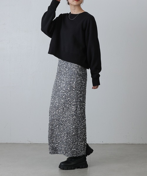 COLONY 2139（コロニートゥーワンスリーナイン）の「スパンコールベロアナロースカート（スカート・レディース・シルバー/ブラック・FREE）」の14枚目の写真