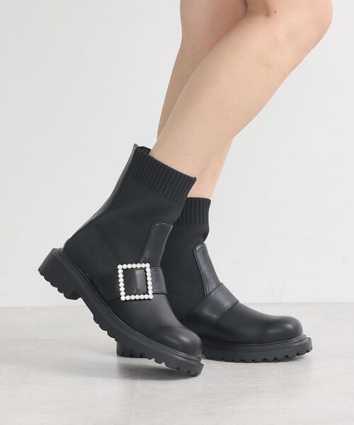 earth music&ecology（アースミュージックアンドエコロジー）の「ORiental TRaffic ビジューニットブーツ（ブーツ・レディース・ベージュ/ブラウン/ブラック・S/M/L/LL）」の8枚目の写真