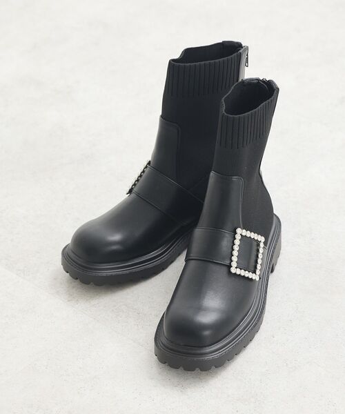 earth music&ecology（アースミュージックアンドエコロジー）の「ORiental TRaffic ビジューニットブーツ（ブーツ・レディース・ベージュ/ブラウン/ブラック・S/M/L/LL）」の10枚目の写真