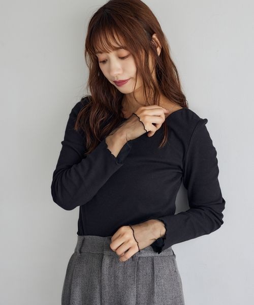 mysty woman(ミスティウーマン)の「チュールレイヤースリーブプルオーバー 152010(Tシャツ/カットソー・レディース・ブラック/グレー/オフホワイト・FREE)」の3枚目の写真