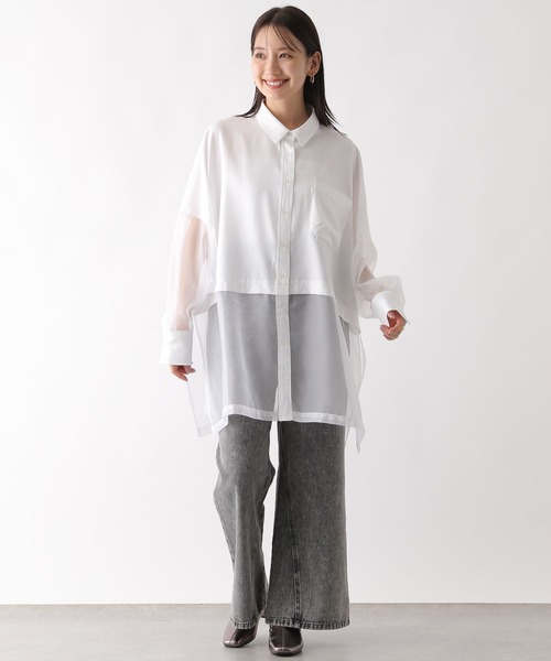 LEPSIM(レプシィム)の「切り替えポンチョシャツ 142661(シャツ/ブラウス・レディース・オフホワイト/チャコールグレー/ライトブルー・FREE)」の7枚目の写真
