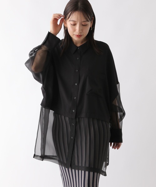 LEPSIM(レプシィム)の「切り替えポンチョシャツ 142661(シャツ/ブラウス・レディース・オフホワイト/チャコールグレー/ライトブルー・FREE)」の11枚目の写真