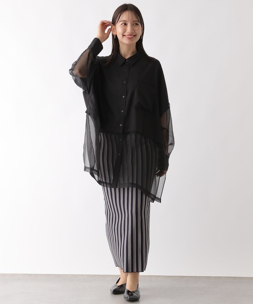 LEPSIM(レプシィム)の「切り替えポンチョシャツ 142661(シャツ/ブラウス・レディース・オフホワイト/チャコールグレー/ライトブルー・FREE)」の12枚目の写真