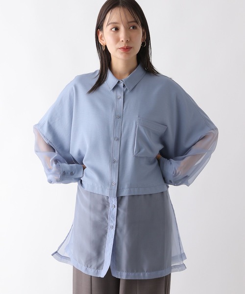 LEPSIM(レプシィム)の「切り替えポンチョシャツ 142661(シャツ/ブラウス・レディース・オフホワイト/チャコールグレー/ライトブルー・FREE)」の16枚目の写真