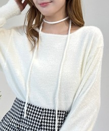 clear | チョーカー付きフェザーニットトップス [トレンド感]≪2024AW新作≫(ニット/セーター)