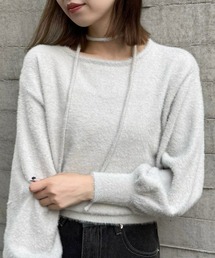 clear | チョーカー付きフェザーニットトップス [トレンド感]≪2024AW新作≫(ニット/セーター)