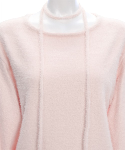 clear（クリア）の「チョーカー付きフェザーニットトップス[骨格ナチュラル 大人 韓国ファッション]≪再入荷≫（ニット/セーター・レディース・アイボリー/ピンク/ライトグレー/サックスブルー・F）」の12枚目の写真