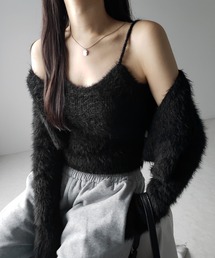 me+em select(�~�[���Z���N�g)�́y �Q�_�Z�b�g �z�g���~�V���M�[�L���~�\�[�� �{ �V���[�g�J�[�f�B�K�� SET �^ toromi shaggy camisole �{ short cardigan SET(�A���T���u��)