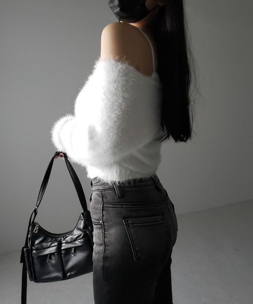 【 ２点セット 】トロミシャギーキャミソール ＋ ショートカーディガン SET ／ toromi shaggy camisole ＋ short cardigan SET（アンサンブル）｜me+em select（ミームセレクト）