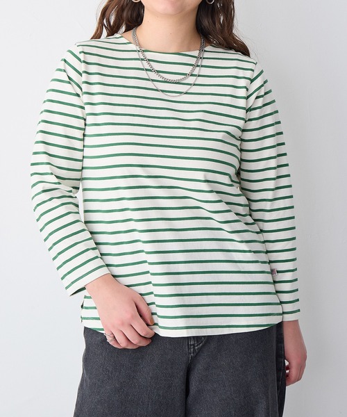 anyfee(エニフィー)の「【anyfee】ボーダートップス《大きいサイズ/プラスサイズ》(Tシャツ/カットソー・レディース・ダークブラウン/グリーン/ホワイト/ネイビー・LL/5L/3L/4L)」の3枚目の写真