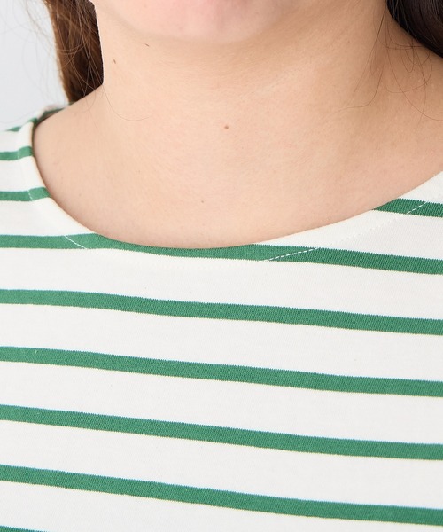 anyfee(エニフィー)の「【anyfee】ボーダートップス《大きいサイズ/プラスサイズ》(Tシャツ/カットソー・レディース・ダークブラウン/グリーン/ホワイト/ネイビー・LL/5L/3L/4L)」の6枚目の写真
