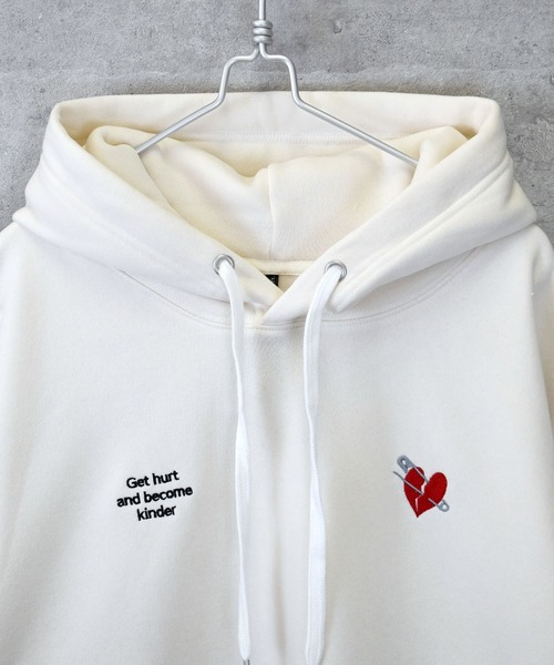 Ritzy(リッツィー)の「message embroidery sweat hoodie/メッセージ刺繍 スウェット フーディ パーカー レディース メンズ(パーカー・メンズ・チャコールグレー/ホワイト/ブラック・L/M/XL)」の10枚目の写真