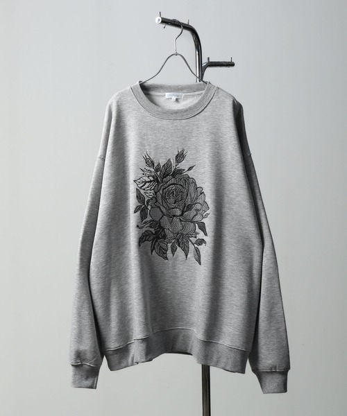 セール】【24AW】フロント 薔薇 刺繍スウェット / フロント 花